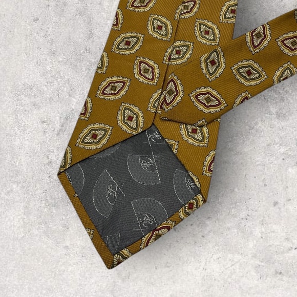 KARL LAGERFELD Brown/Beige Geometric Art Silk LUXURY Tie ITALY - Picture 4 of 5